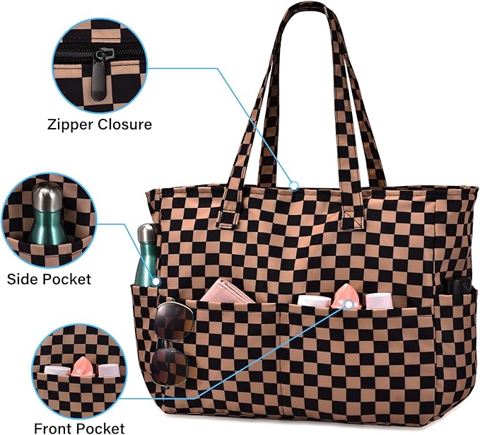 oscaurt Beach Bags for Women Large Waterproof Sandproof Beach Tote Swim Pool Bag with Zipper for Travel Vacation Essentials