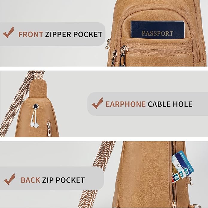 Crossbody Purses Bags for Women Travel, Anti Theft RFID Blocking Sling Chest Bag, Small Vegan Leather Purse for Casual