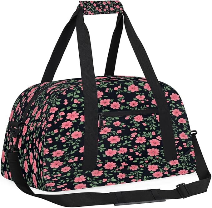 Kids Duffle Bag Girls Boys Pink Floral Seamless Weekender Overnight Bag,Lightweight Duffel Bags for Traveling Gym Sport Dance
