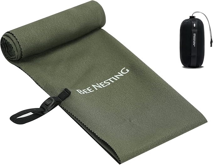 Bee Nesting Ultralight Quick Dry Towels for Backpacking, Microfiber Towel Tavel Accessories for Hiking, Beach, Gym, Swimming, Pocket Sweat Towels(XL Olive Drab