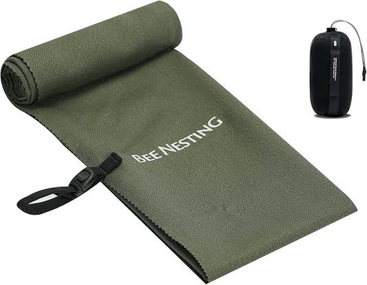 Bee Nesting Ultralight Quick Dry Towels for Backpacking, Microfiber Towel Tavel Accessories for Hiking, Beach, Gym, Swimming, Pocket Sweat Towels(XL Olive Drab