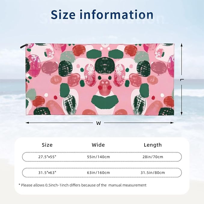Pink Abstract Strokes Sand Free Beach Towel – 27.5"X55" Quick Dry Microfiber Beach Towels For Travel, Swimming, Pool, And Camping, Absorbent And Compact Beach Essential For Women, And Men
