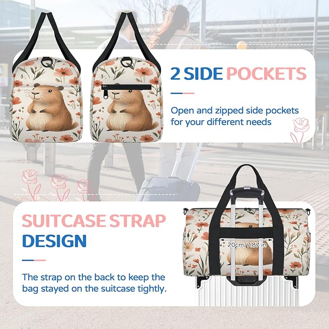 Cute Groundhog Travel Duffle Bag for Women Men, Overnight Weekender Bag, Carry on Tote for Sport Gym
