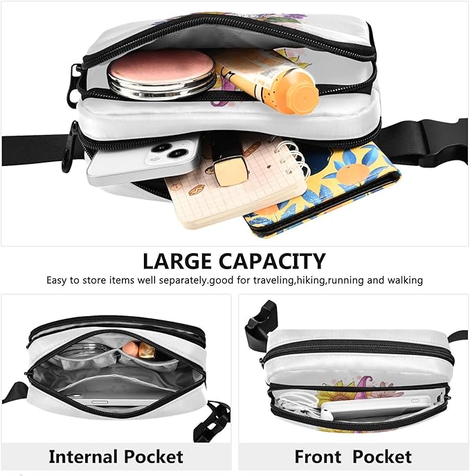 Cute Gnome Sunflower Fanny Pack for Women Men Water Resistant Fashion Waist Packs with Adjustable Strap Belt Bag for Travel Workout Jogging Hiking 21218865