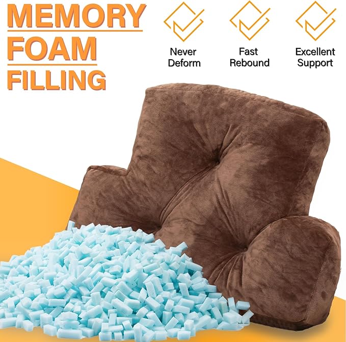 Back Pillow for Chair, Memory Foam Lumbar Pillow for Back Support, Back Rest Cushion for Office, Sofa, Couch Sitting, Recliner, Bed and Lower Back Pain (Coffee)