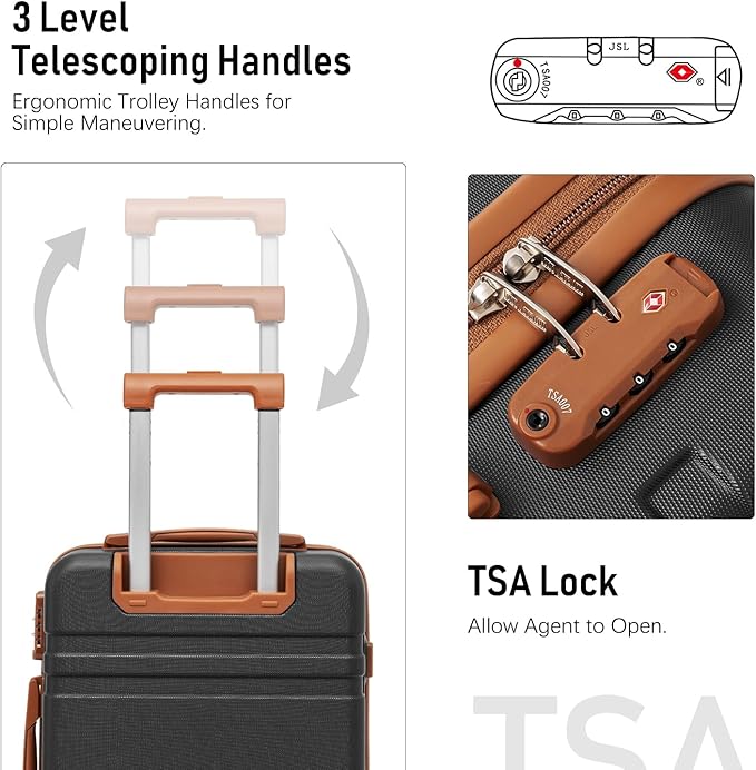 LONG VACATION Luggage Set 6 Piece Suitcase with Spinner Wheels, ABS+PC Hardshell Luggage with TSA Lock & YKK Zipper