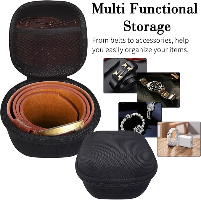 Belt Organizer Bag,Portable Storage Case for Ties and Belts,Organizer Bag for Travel or Drawer,Display Storage Container Holder Case,Black