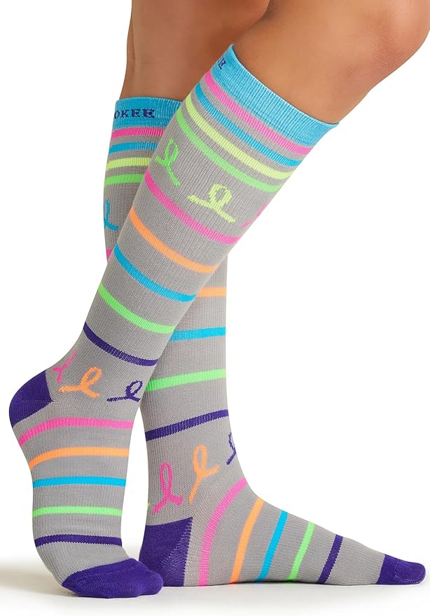 Cherokee Women's 10-15mmHg Compression Socks – Fun Print Knee Highs with Light Support, Soft Feel - PRINTSUPPORT
