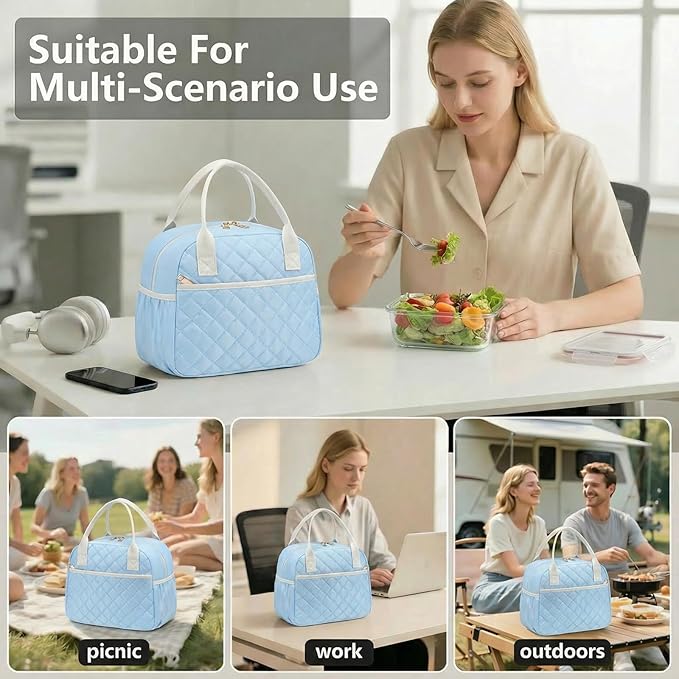 CAMTOP Lunch Box for Women Men Insulated Lunch Bag Lunch Tote Bag Leakproof Thermal Cooler Large Capacity for Travel Work School Picnic (Blue)