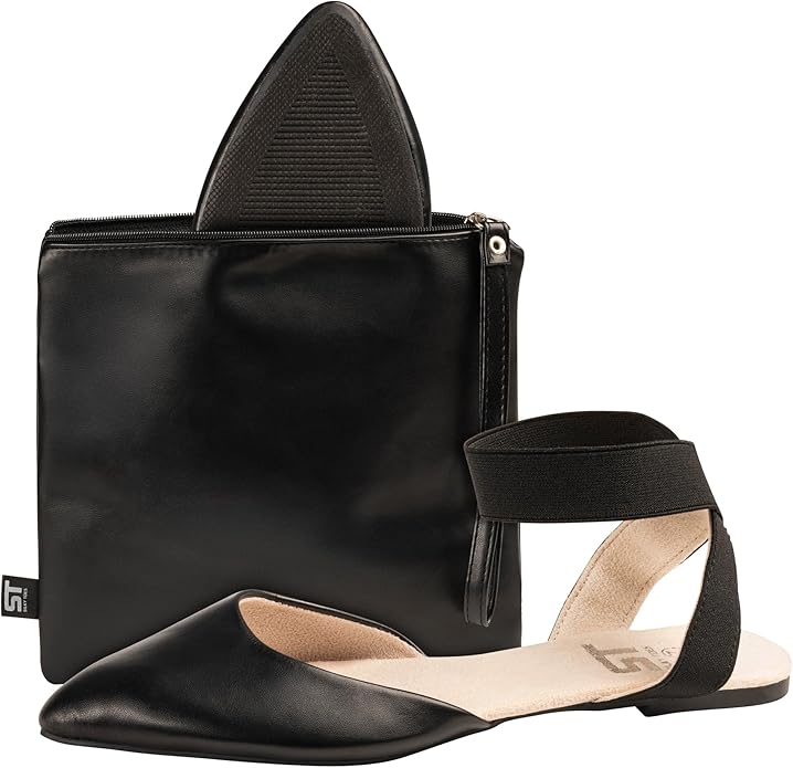 Silky Toes Foldable Flats for Women | Ankle Strap Dress Shoes with Purse for Weddings, Events, & Parties