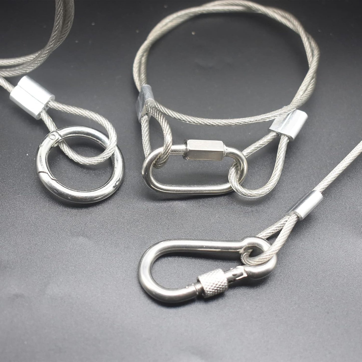 10 pcs 20 inch (50cm) 3mm Thickness Stainless Steel Wire Cable with Loops Vinyl Cover Coated Short Rope Lanyard Lock Safety Tether Chains, Clear