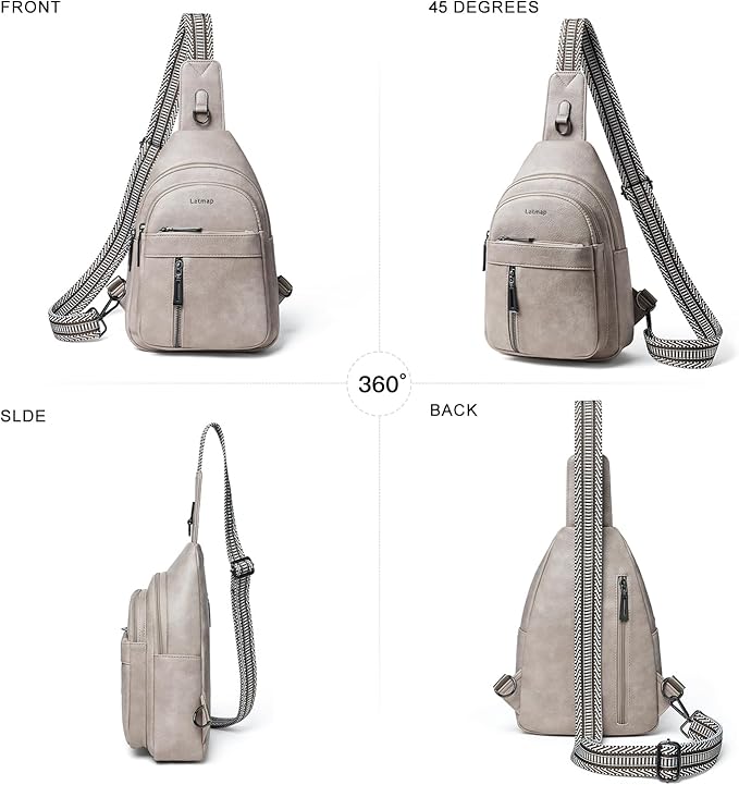 7L Sling Bag For Women Men Backpack Fanny Pack Crossbody Chest Travel Shoulder Belt Bags Purse Handbag PU Leather