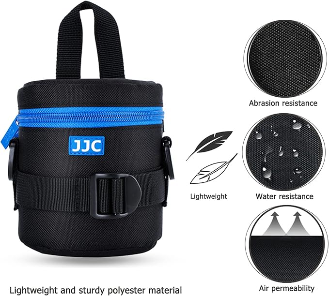 JJC Thick Camera Lens Case Bag for Canon RF-S 18-150mm f/3.5-6.3 IS STM EF 50mm f/1.8 EF-S 18-55mm II Nikon AF 50mm f1.8D AF-S 50 mm f1.8G 18-55mm Fuji XF 23mm 35mm F2 and Lens Size Below 2.95"x3.93"