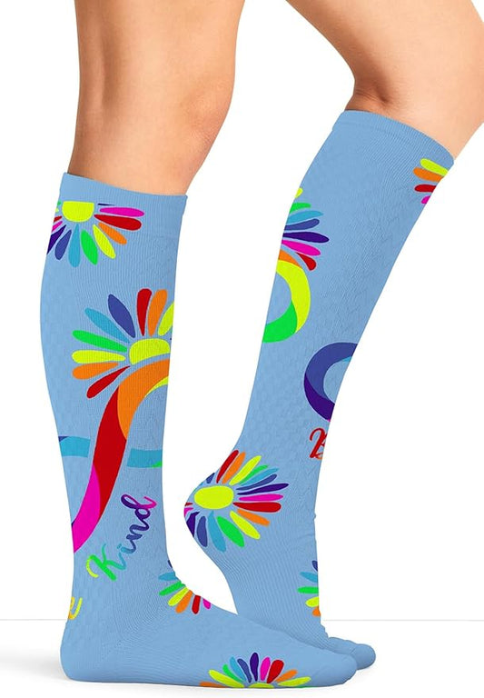 Cherokee Women's 10-15mmHg Compression Socks – Fun Print Knee Highs with Light Support, Soft Feel - PRINTSUPPORT