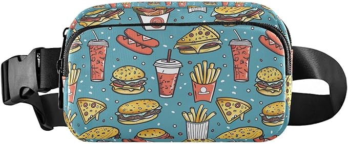 Funny Hamburger French Fries Fanny Pack for Women Men Water Resistant Fashion Waist Packs with Adjustable Strap Belt Bag for Travel Workout Jogging Hiking 21220314