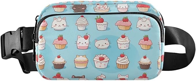 Cute Cat Ice Cream Fanny Pack for Women Men Water Resistant Fashion Waist Packs with Adjustable Strap Belt Bag for Travel Workout Jogging Hiking 21219799