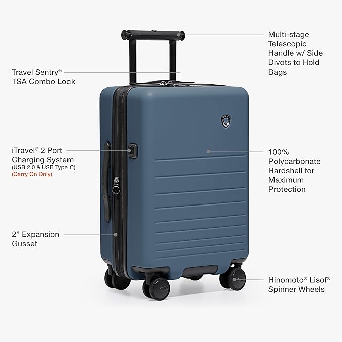 Traveler's Choice Markham Hardside Expandable Luggage with Hinomoto Spinner Wheels, 30-Inch Large, Navy