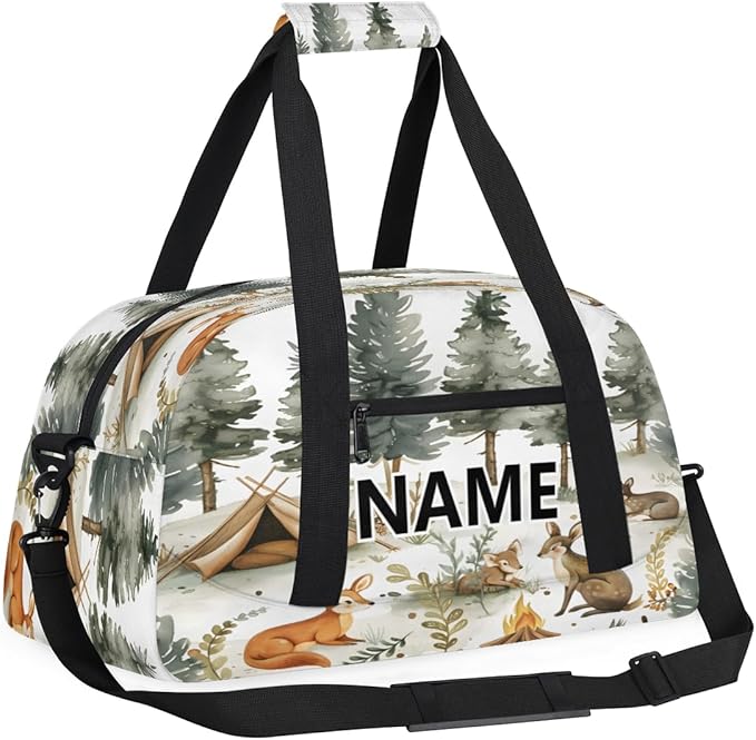 Squirrels Mini Gym Bag 18 inch for Women Men Waterproof Custom Forest Animals Travel Duffel Bag Carry On Overnight Tote Nurse Bag for Work Fitness Hiking