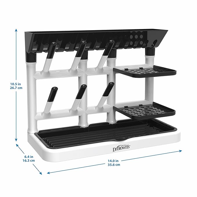 Dr. Brown's Drying Tower,Stand-Up Drying Rack,Countertop Baby Bottle-Drying with Organized Storage for Baby Essentials,Space Saving Vertical Rack,(Pack of 12)