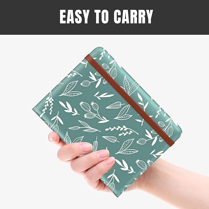 Rimilak Passport Holder, RFID Blocking Passport Cover Wallet Travel Essentials, Leather Travel Documents Organizer Protector for Women and Men, White Leaves