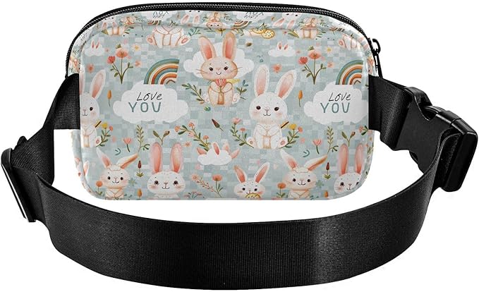Cute Bunnies Rabbit Fanny Pack for Women Men Water Resistant Fashion Waist Packs with Adjustable Strap Belt Bag for Travel Workout Jogging Hiking 21220153