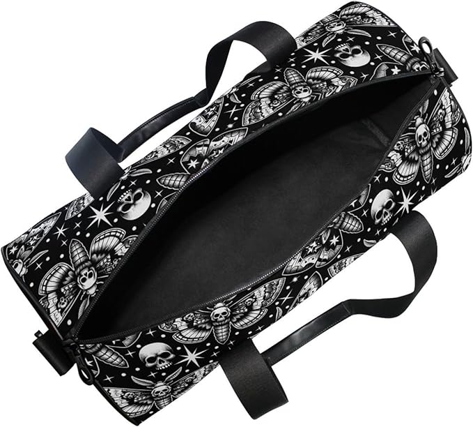 MNSRUU Sports Duffel Bags, Digital Skull Head Moth Athletic Gym Bag Overnight Workout Travel Tote Luggage for Men Women Yoga