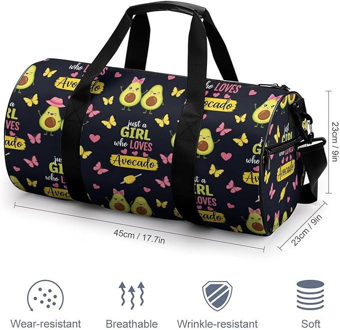 Foldable Gym Travel Bag Just A Girl Who Loves Avocado Overnight Weekender Travel Bag Dance Sports Gymnastics Bags Unisex Overnight Bags