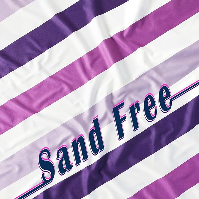 Whale Flotilla Quick Dry Beach Towel Oversized (35"x70"), Microfiber Sand-Free Beach Towels, Extra Large Compact Pool Travel Accessories, Purple