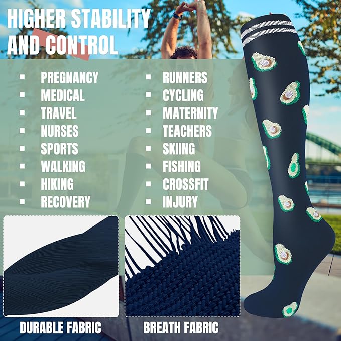 bropite Compression Socks for Women & Men 8 Pairs Circulation-Compression Socks 20-30 mmhg-Best for Running,Nurse,Travel,Yoga