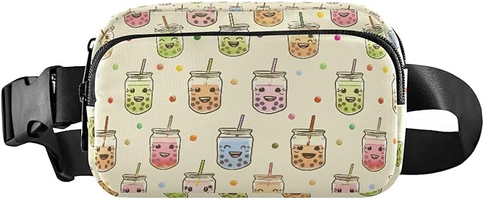 Kawaii Bubble Tea Fanny Pack for Women Men Water Resistant Fashion Waist Packs with Adjustable Strap Belt Bag for Travel Workout Jogging Hiking 21219021