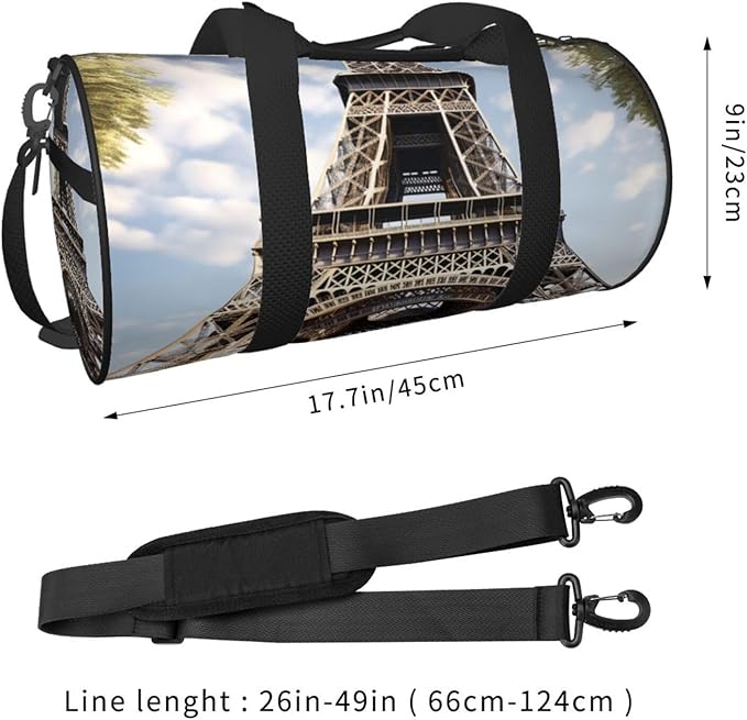 Travel Duffel Bag Lightweight Carry On Weekender Overnight Bags Eiffel Tower French Paris Monument Sports Tote Gym Backpack with Adjustable Strap Hospital Bags Foldable Luggage Bag for Women Men