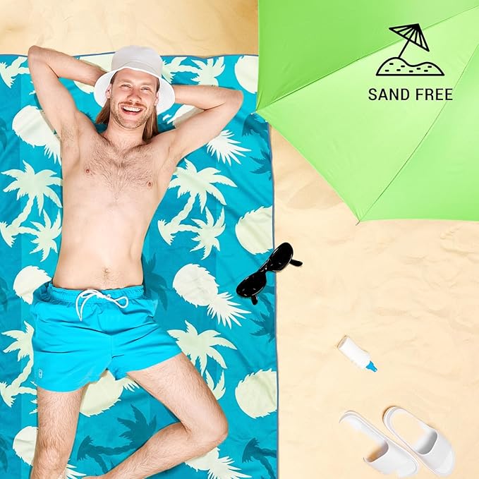 Gogreen Quick Dry Sand Free Beach Towel for Travel Pool Lightweight 71x32 in Absorbent Microfiber Oversized Towels Yoga Bath Camping Sport - Stylish Unique Gift - Sea Turtle