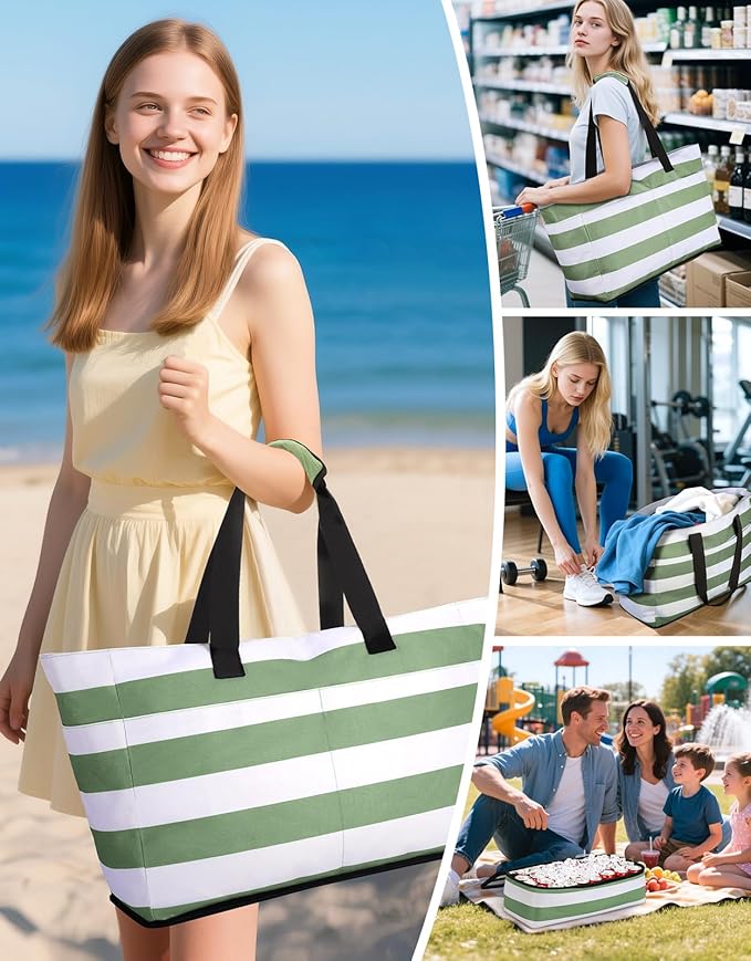 Beach Bag with Cooler, 54L Large Waterproof Sandproof Travel Tote Bag, Duffel Weekender Bag for Packing/Travel/Gym
