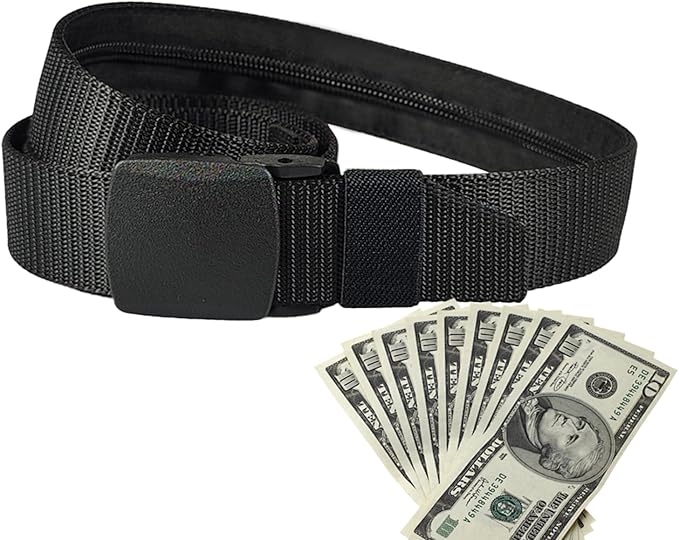 Money Waist Belt, Hidden Travel Pouch, Security Wallet with Blocking, Adjustable Strap for Documents Currency Tickets, Travel Gear, Anti Theft Belt for International Trips