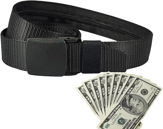 Money Waist Belt, Hidden Travel Pouch, Security Wallet with Blocking, Adjustable Strap for Documents Currency Tickets, Travel Gear, Anti Theft Belt for International Trips