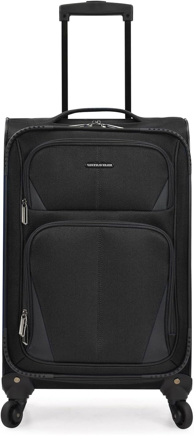 U.S. Traveler Aviron Bay Expandable Softside Luggage with Spinner Wheels, Black, 2-Piece Set
