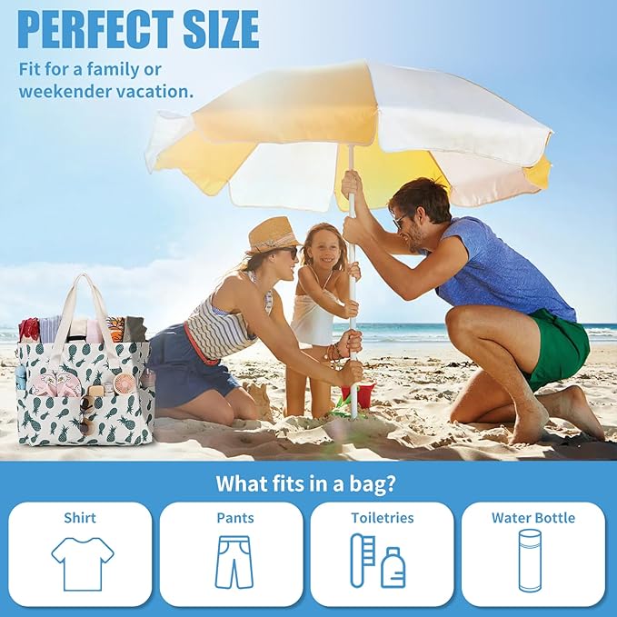 Beach Bags for Women, Large Waterproof Sandproof Swim Pool Bag with Dry Wet Seperated Pocket Utility Tote Bag