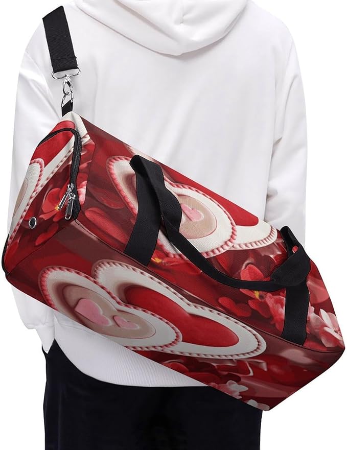 Oxford Cloth Happy Valentine's Day Gym Bag,Duffle Bag with Shoes Compartment And Adjustable Shoulder Straps，Weekender Bags for Men Women.
