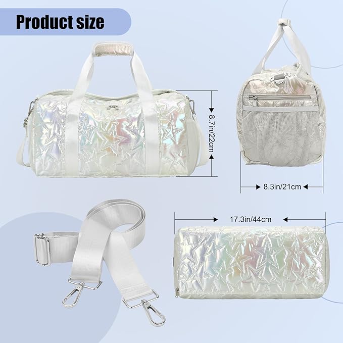 Forestfish Dance Bag For Girls, Small Gym Bag With Shoes Compartment Weekender Overnight Bag For Travel Lightweight Waterproof