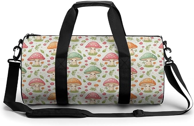 Travel Duffle Bag Pink Mushroom Carry On Weekender Bags Workout Lightweight Duffel Bags for Men and Women