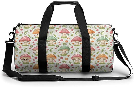 Travel Duffle Bag Pink Mushroom Carry On Weekender Bags Workout Lightweight Duffel Bags for Men and Women