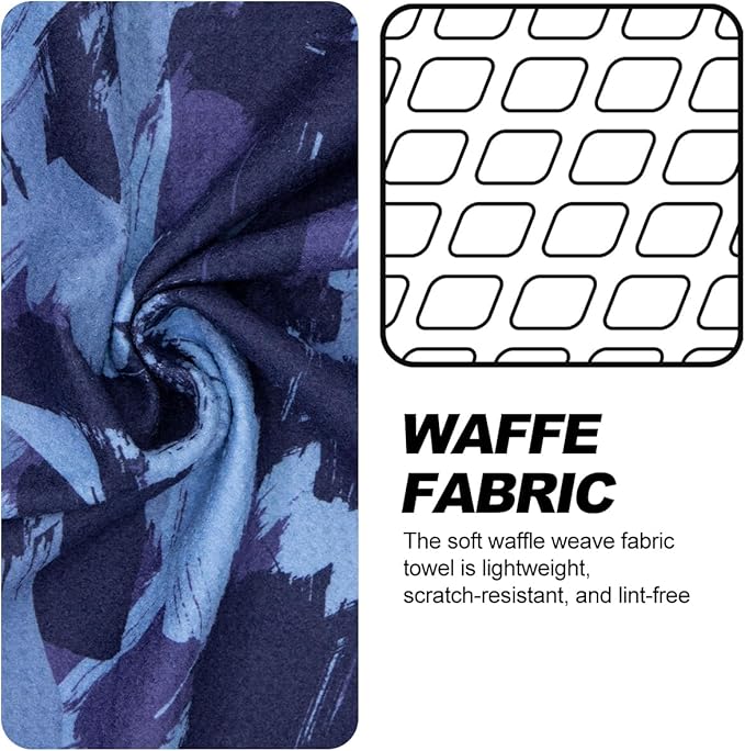 Magnetic Golf Towel, Microfiber Waffle Design with Clip - Industrial Strength Magnet for Strong Hold to Golf Bags, Carts Clubs (Blue Brush)