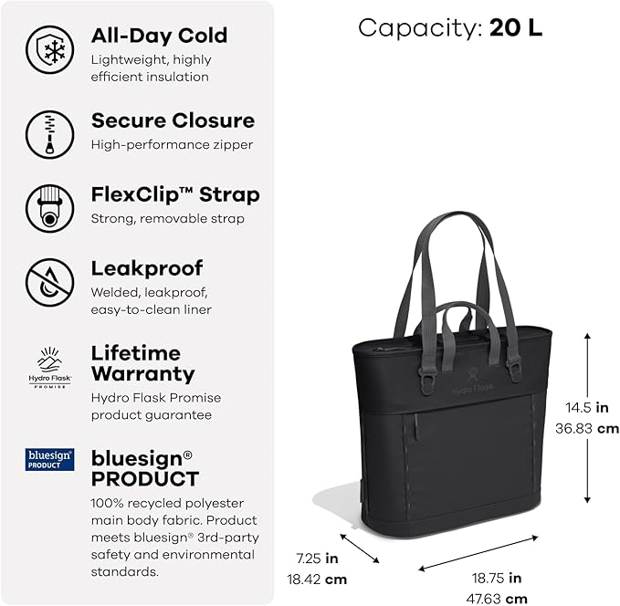 Hydro Flask Carryout Tote - Insulated Tote Bag - 20 L Capacity in Harbor Blue