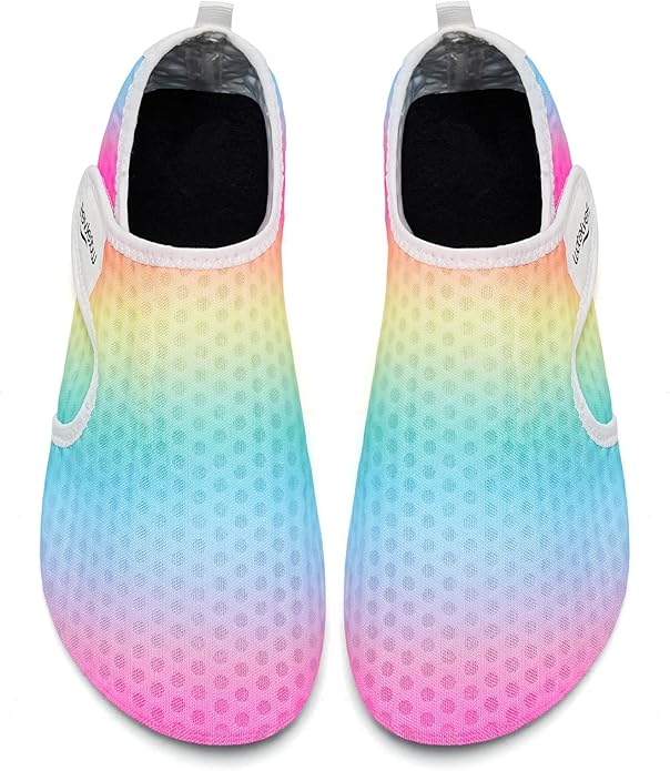WateLves Water Shoes for Women Men Swim Beach Aqua Socks Quick Dry Barefoot House Slippers Travel Shoes with Adjustable Magic Tape for Pool Diving Boating Yoga Surf
