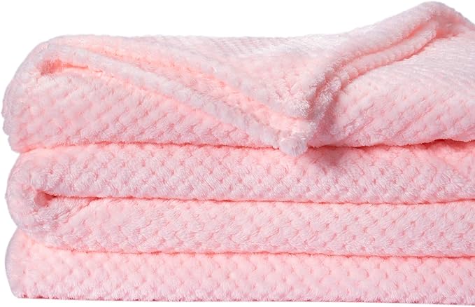 Fuzzy Throw Blanket, Plush Fleece Blankets for Adults, Toddler, Boys and Girls, Warm Soft Blankets and Throws for Bed, Couch, Sofa, Travel and Outdoor, Camping (Queen(80"x90"), XXL-Baby Pink)