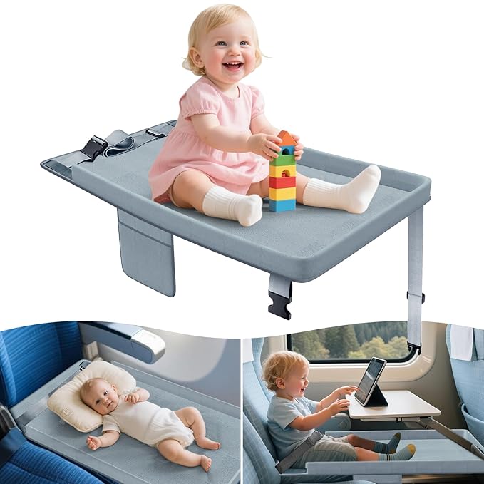 Toddler Airplane Bed - Airplane Seat Extender for Kids - Barrier Designed Flyaway Kids Bed Airplane with Pockets - Portable Plane Bed Foot Rest for Flights Travel Essentials Soft Flexible Edge