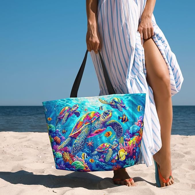 Large Beach Tote Bag Beach Bag Waterproof Sandproof Lightweight Women Tote