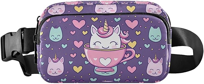 Kawaii Cup Unicorn Fanny Pack for Women Men Water Resistant Fashion Waist Packs with Adjustable Strap Belt Bag for Travel Workout Jogging Hiking 21219144