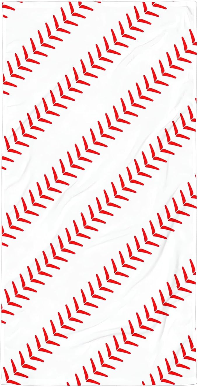 Baseball Stitches Oversized Sand Free Beach Towel – 71"X32" Lightweight Quick Dry Microfiber Terry Towel For Travel, Swimming, Pool, And Camping, Absorbent And Compact Beach Essential For Women Men