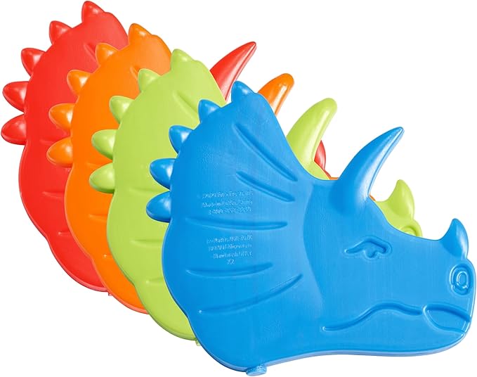 Cool Coolers by Fit & Fresh Kids Lunch Box Ice Packs, Slim Shaped Freezer Pack for Lunch Bags and Coolers 4 Pack Dinosaur Multicolor Dinosaur